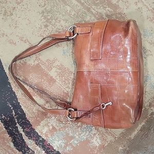 Vintage Fossil 1954 Whiskey Brown Leather Purse Handbag Shoulder Bag